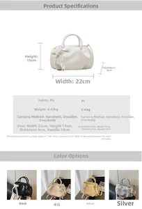 Detailed size and material chart for pleated PU cloud bag with chic pearl heart charm