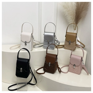 Détails de petits sacs à main carrés en six couleurs avec textures plissées chic