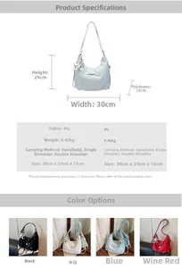 Detailed dimensions and 3-way carry options for the stylish PU hobo shoulder backpack