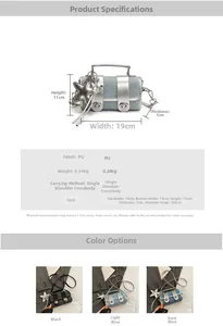 Tableau des tailles détaillé pour sac cylindrique en PU avec pendentif étoile de mer