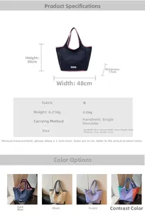 Größentabelle für leichte Nylon-Tragetasche mit 48cm Breite und 30cm Produkthöhe