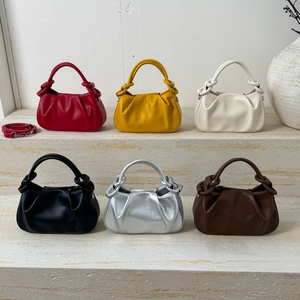 Chic pleated handbag collection in six colors with adjustable straps for crossbody use