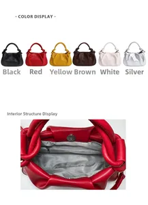 Detail view of cloud handbag interior with herringbone lining and six color options