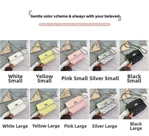 Quilted flap bag collection in 5 colors and 2 sizes with chain straps and metal locks
