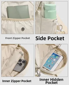 Détails des compartiments multifonctionnels et du tissu en nylon imperméable