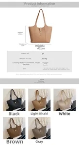Detailed size chart and multi-color options for large capacity faux leather tote bag