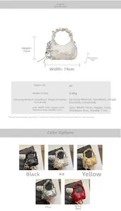 Detailed size specifications and material chart for the pleated bow cloud handbag