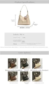 Detailed size chart and specifications for the PU leather underarm shoulder bag