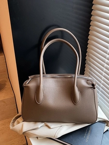 Borsa Tote Minimalista a Grande Capacità per Donna in PU Con Trama Lychee Borsa a Tracolla Urban Chic Pendolarismo Quotidiano Sottobraccio