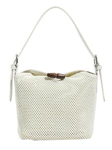 Minimalist summer raffia weave bucket bag for women with wooden button closure