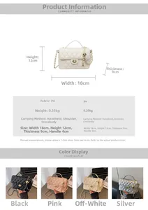 Quilted PU mini square bag specifications with chain strap and four color options