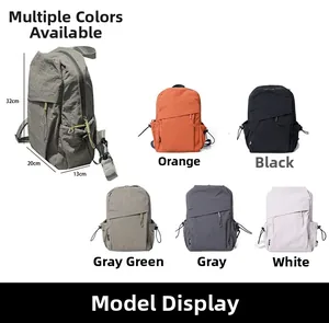 Size diagram of green hiking backpack showing 32cm height, 20cm width and 13cm depth