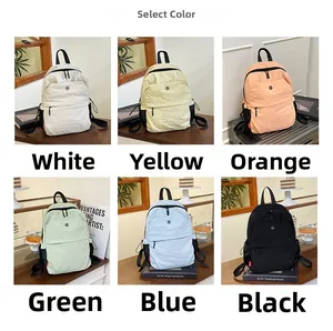 Detailed view showing six available colors of the casual nylon backpack with zip closure