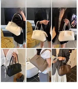Multiple views of lychee texture tote bag in beige, gray and black colors on model