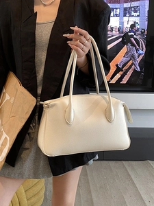 Women Fashion Litchi Pattern PU Leather Large Capacity Tote Bag Minimalist Commuter Shoulder Handbag Double Handle Zipper Bag