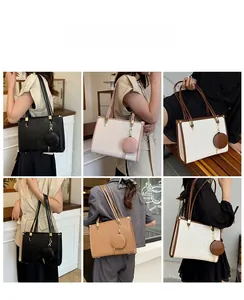 Collage of chic embossed tote bags in multiple colors shown on a female model