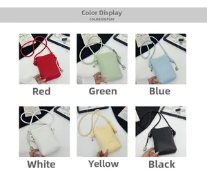 Mini sacs bandoulière en cuir PU pour téléphone en six couleurs avec pendentif en métal