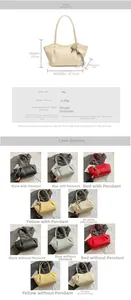 Detailed size chart and multi-color options for the large PU leather tote bag
