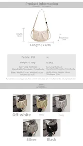 Dimensions détaillées et aperçu des couleurs du sac à main en cuir PU plissé
