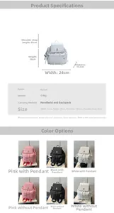 Detailed size specifications and color variants for the large nylon commuter backpack