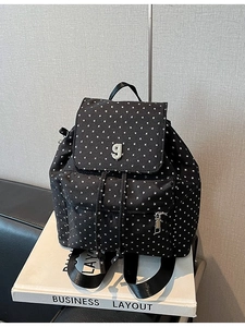 Zaino leggero in nylon nero con motivo a stelle bianche e logo g in metallo chic