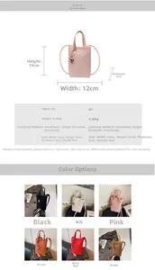 Guide des tailles et options de couleurs pour le mini sac seau en PU tissé
