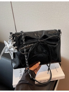 Grand Sac à Main en Cuir PU pour Femme Bandoulière Chaîne Décontracté avec Nœud et Pendentif Étoile Sac Fourre-Tout Été