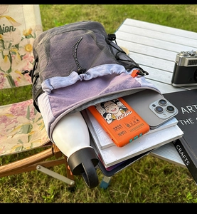 Outdoor mesh drawstring backpack with high capacity storage for water bottles and books