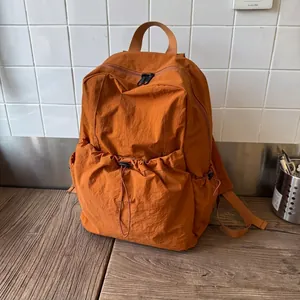 Fashion Nylon Drawstring Backpack For Women Casual Pleated School Bag Large Capacity Outdoor Travel Daypack College Student Backpack
