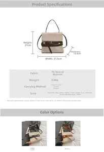 Tableau des tailles détaillé pour le sac à main rétro en cuir PU avec ses dimensions