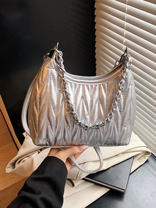 Damen Mode Plissiert Gesteppt Strass Hobo Tasche Kette Unterarm Umhängetasche PU Leder Crossbody Tasche Hochzeit Party Handtasche