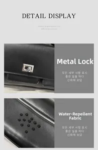 Macro detail of waterproof black square bag featuring a rotating silver metal lock