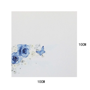 Elegant 10x10cm wedding place card with blue rose and butterfly watercolor design