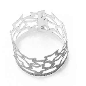 Modern hollow star-shaped ring in polished silver finish with interlocking stars design