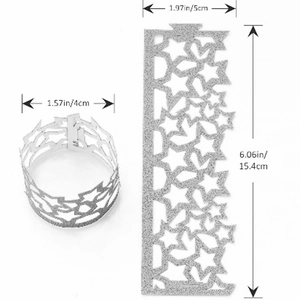 Sparkling silver glitter hollow star napkin ring dimensions for wedding party decor