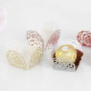 Glitter hollow rose laser cut chocolate liners for wedding and party decorations