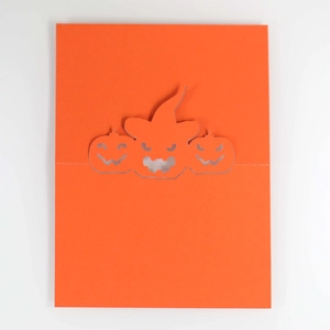 3D hollow orange pumpkin place cards with witch hat for Halloween table decor