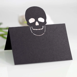 Gothic black skeleton hollow-out place card for Halloween party table settings