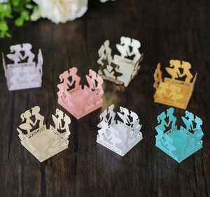 Laser cut candy box showing romantic couple silhouette and intricate hollow patterns