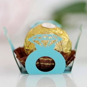Sky blue diamond-shaped hollow paper chocolate wrapper for Ferrero Rocher party decor