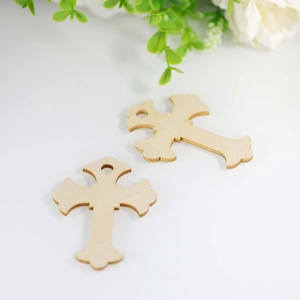 Laser cut wooden cross pendant with jute rope for DIY holiday wedding decoration