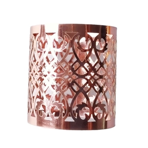 Elegant rose gold hollow geometric napkin ring with a polished mirror finish for weddings