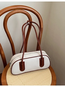 Borsa a Tracolla da Donna Grande Capacità Vintage in Pelle PU e Tessuto Cucita Borsa a Cuscino Elegante Pendolare Sottobraccio
