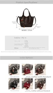 Detailed size specifications for women's vintage PU leather handbag with strap length details