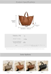 Detailed product dimensions and specifications for the large pleated tote shopping bag