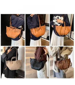 Detailed views of the large pleated tote bag showing versatile shoulder and handbag styling