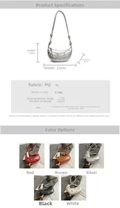 Spécifications détaillées de taille pour le sac bandoulière en similicuir en 5 couleurs
