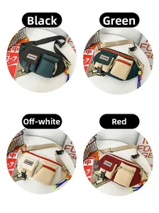 Détail de quatre sacs bandoulière multi-poches en diverses combinaisons de couleurs tendance