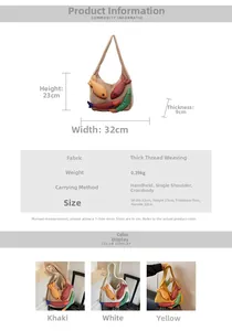Detailed size specifications and material info for woven tote with fish charms