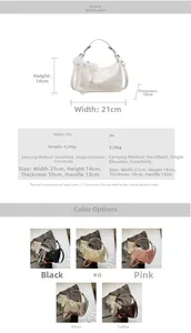 Tableau des tailles et options de couleurs pour le sac en PU avec nœud dentelle et perles